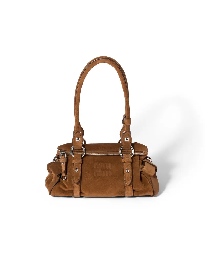 Miu Miu Handtasche Aus Wildleder, Damen, Kakaobraun Kakaobraun