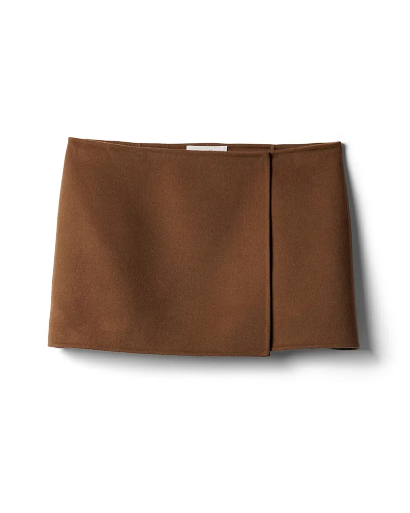 Miu Miu Minirock Aus Doppeltem Kaschmir, Damen, Cognac, Größe Cognac