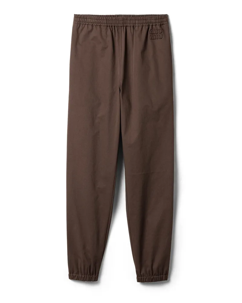 Miu Miu Jogginghose Aus Gewaschenem Twill, Damen, Kakaobraun/khaki, Größe Kakaobraun