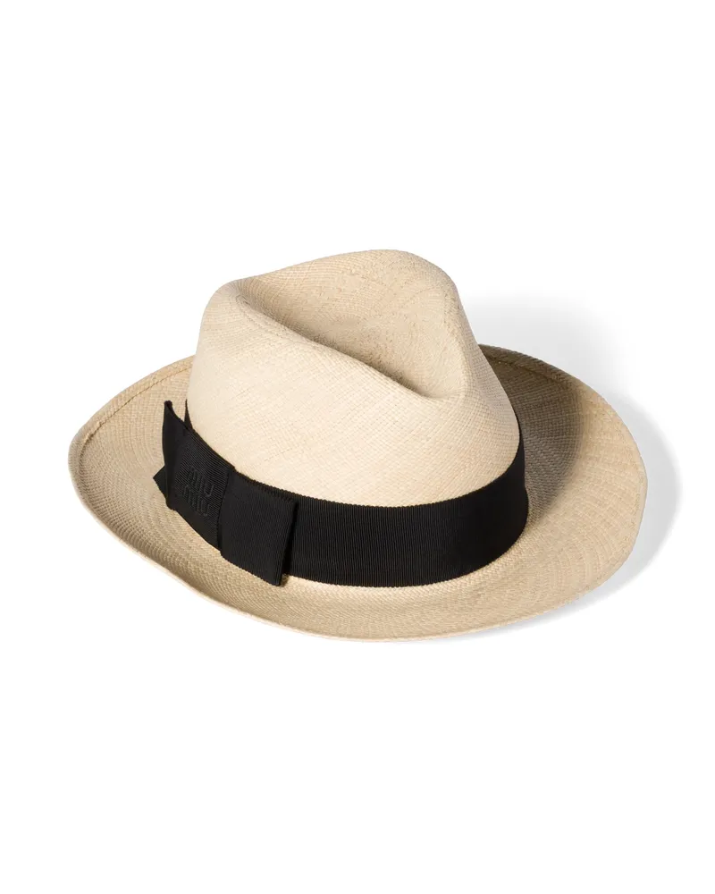 Miu Miu Hut Aus Raphiabast, Damen, Hellbraun/schwarz, Größe Hellbraun