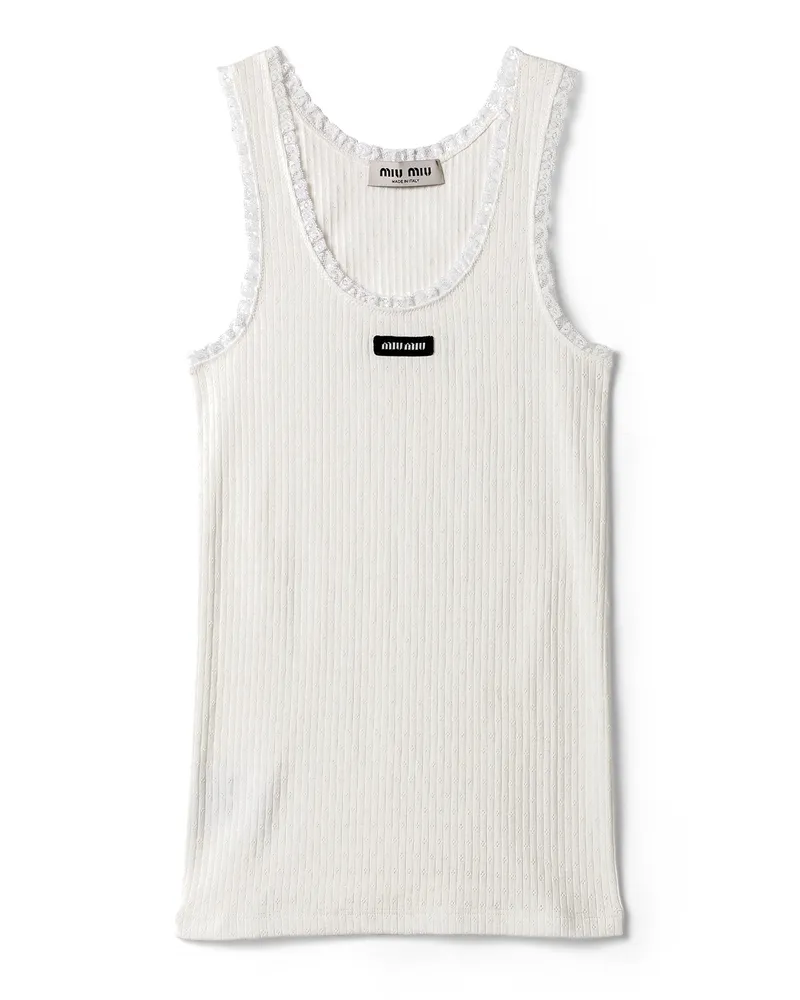 Miu Miu Top Aus Baumwolle, Damen, Weiss, Größe Weiss