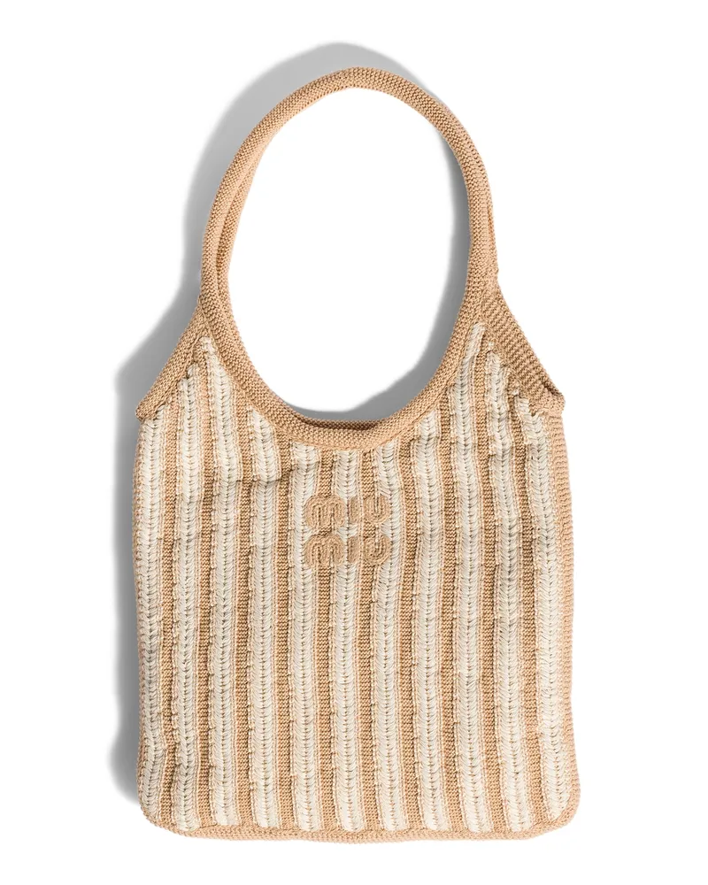 Miu Miu Ivy Häkeltasche, Damen, Sand/kalk Sand