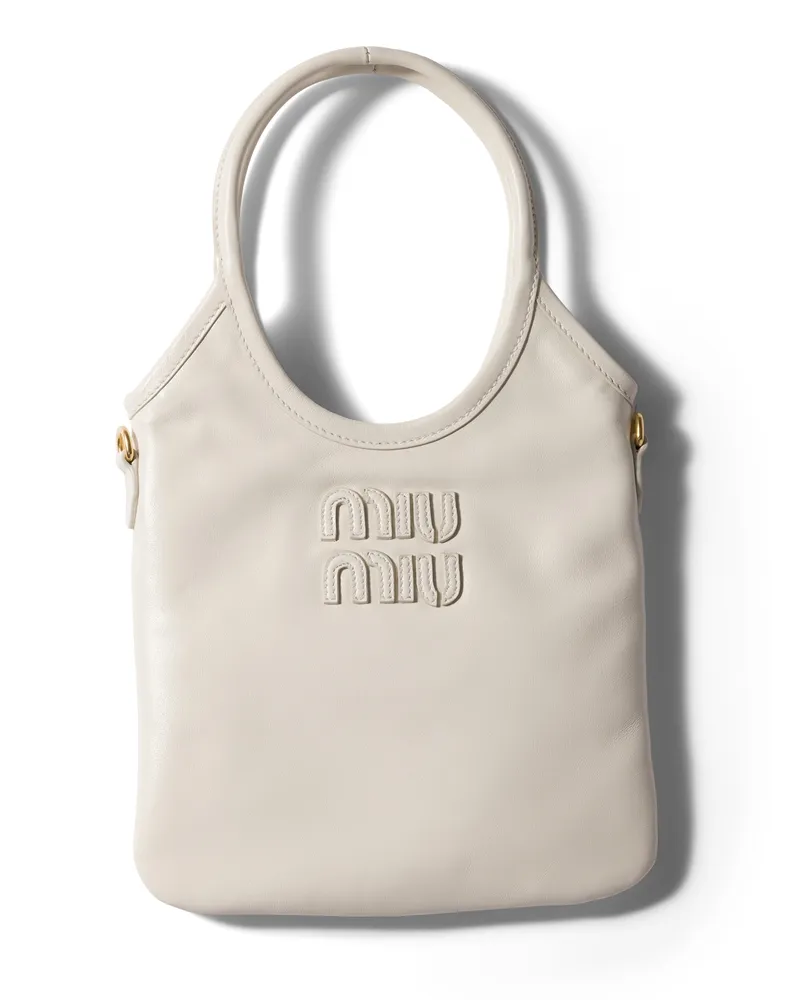 Miu Miu Ivy Handtasche Aus Leder, Damen, Weiss Weiss