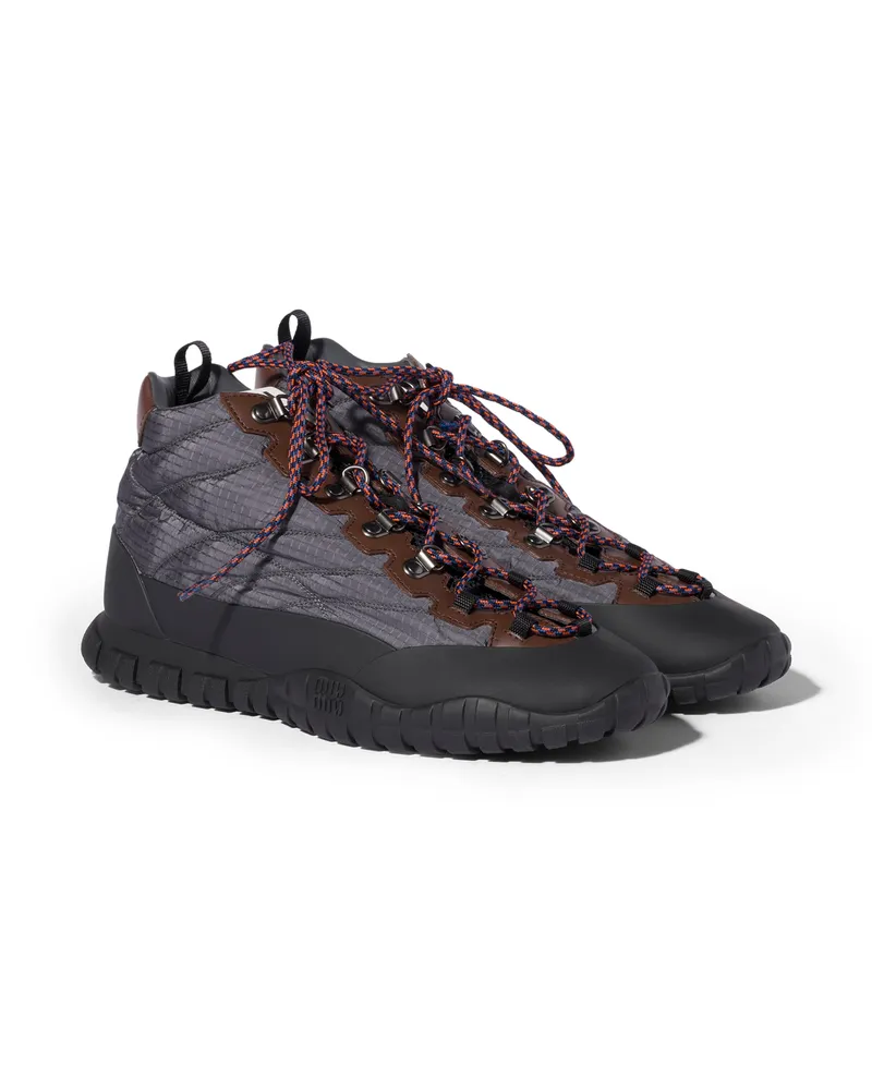 Miu Miu Tyre Sneaker Aus Funktionsgewebe, Damen, Hämatit, Größe Hämatit