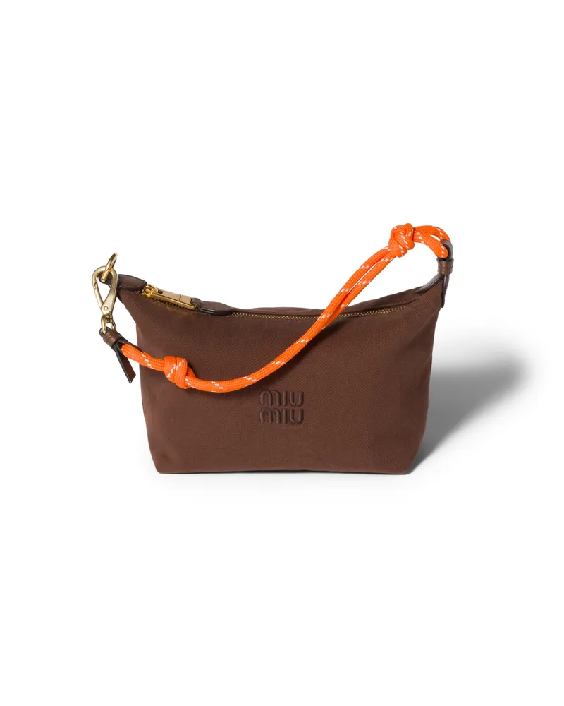 Miu Miu Pouch Aus Gabardine, Damen, Kakaobraun/orange Kakaobraun