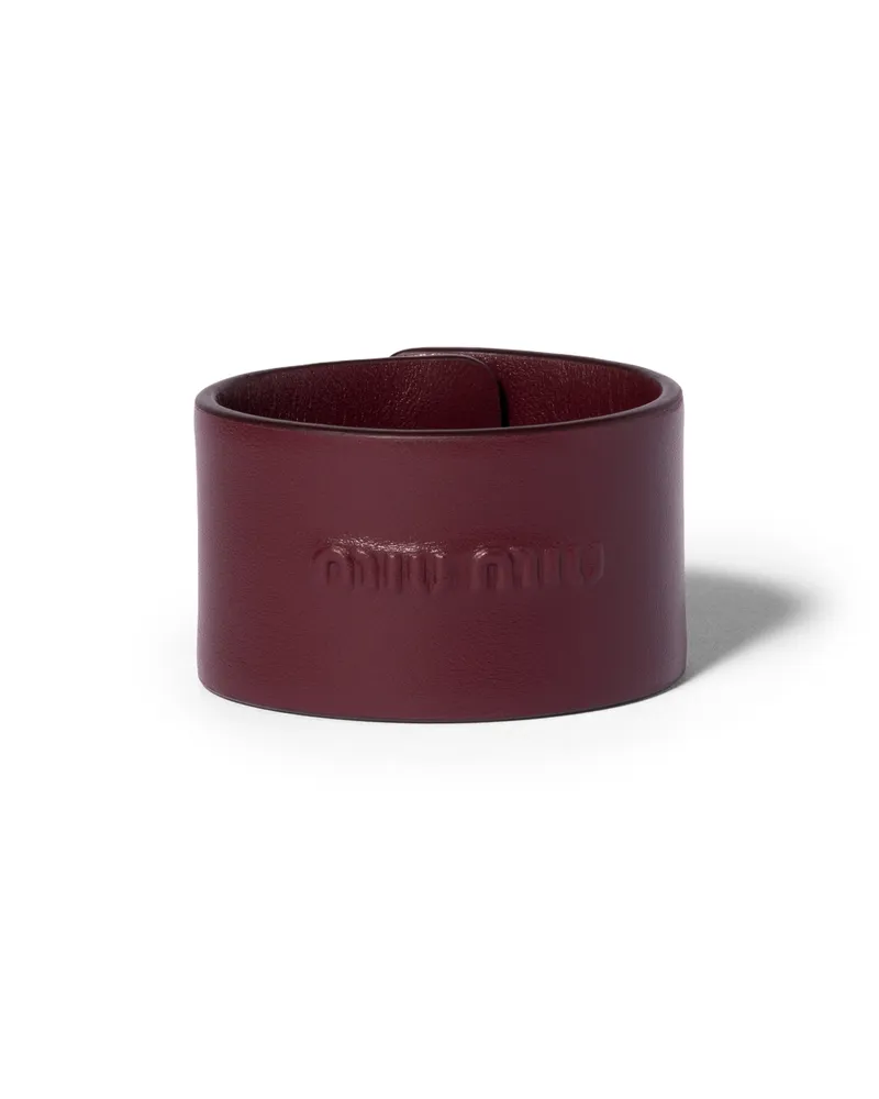 Miu Miu Armband Aus Leder, Damen, Burgunderrot, Größe Burgunderrot