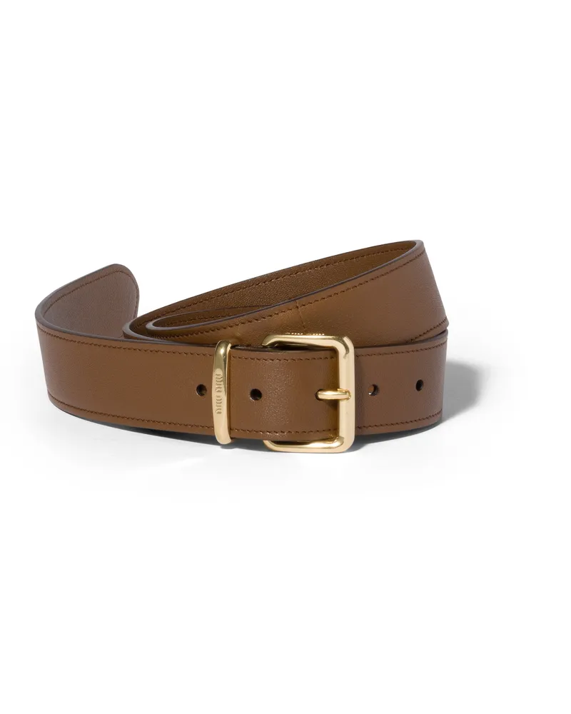Miu Miu Gürtel Aus Nappa-leder, Damen, Eiche, Größe Eiche