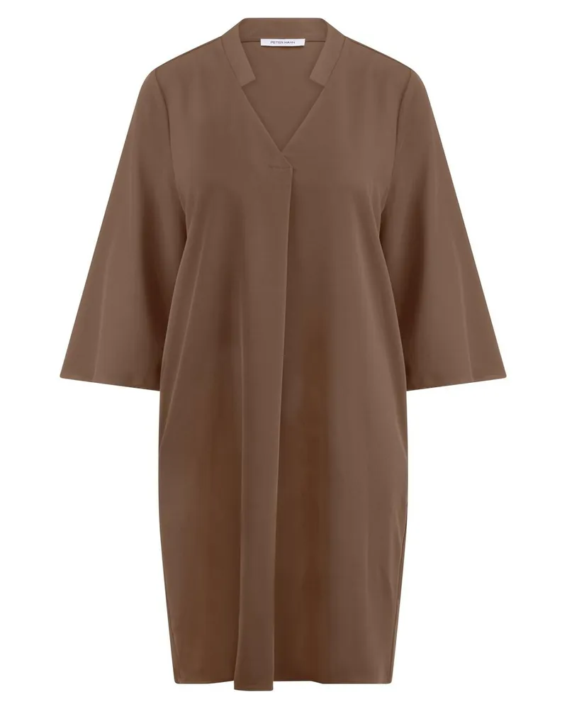 Peter Hahn Kleid V-Ausschnitt  braun Braun