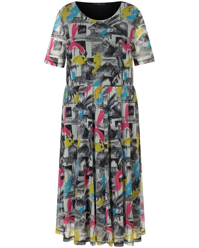 Emilia Lay Mesh-Kleid Rundhals-Ausschnitt  schwarz Schwarz