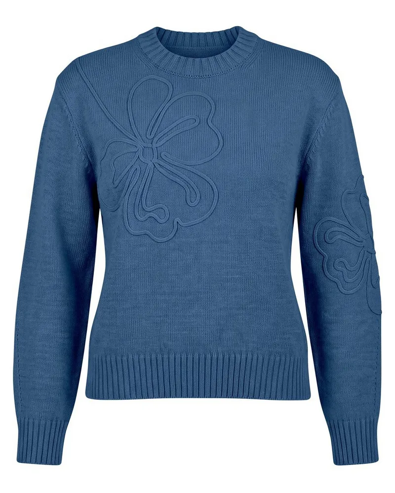 Peter Hahn Rundhals-Pullover  blau Blau