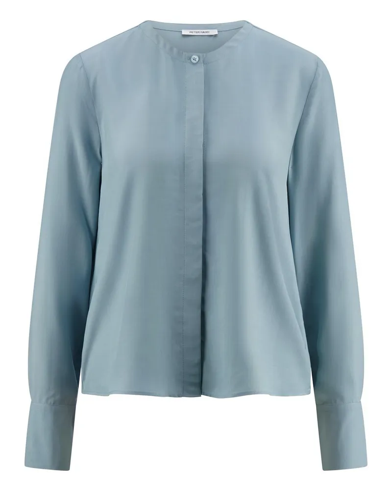 Peter Hahn Bluse Rundhals-Ausschnitt  blau Blau