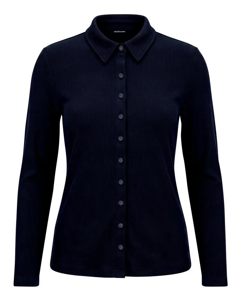 Peter Hahn Polo-Jersey-Bluse  blau Blau