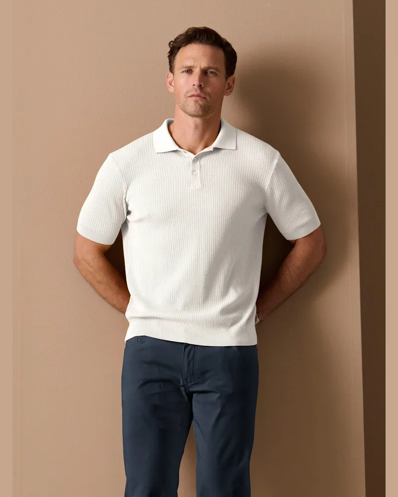 Louis Sayn Polo-Strickshirt kurzer Knopfleiste  weiss Weiss