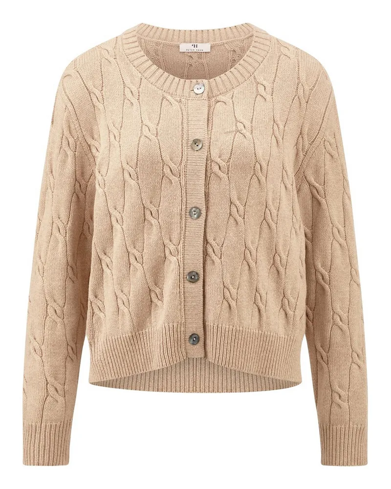 Peter Hahn Strickjacke Rundhals-Ausschnitt  beige Beige