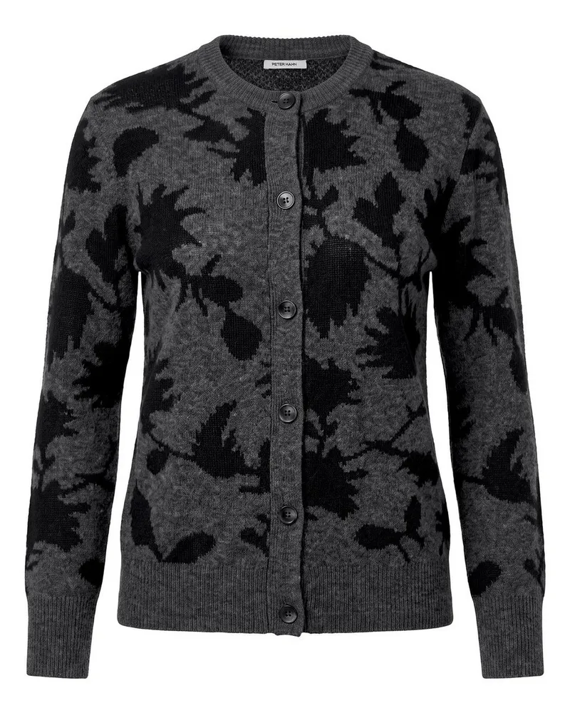 Peter Hahn Strickjacke Rundhals-Ausschnitt  grau Grau