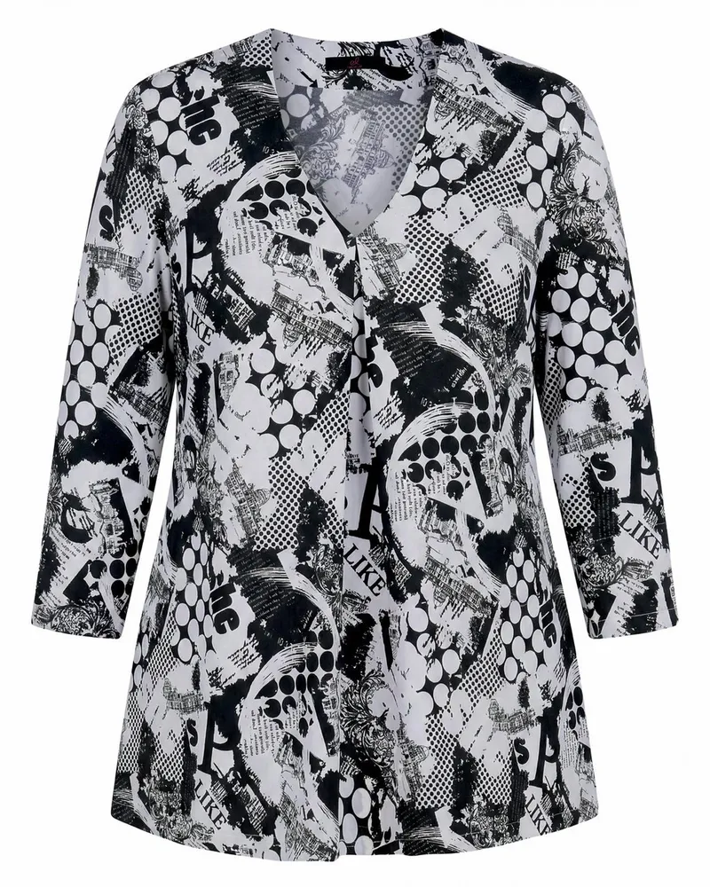 Emilia Lay Long-Bluse V-Ausschnitt  schwarz Schwarz