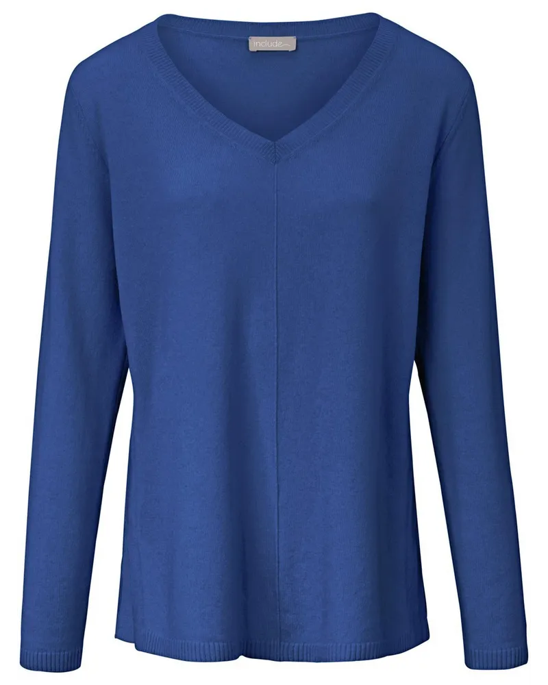 Include V-Pullover aus 100% Premium-Kaschmir  blau Blau