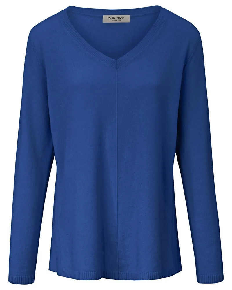 Peter Hahn V-Pullover aus 100% Premium-Kaschmir  blau Blau