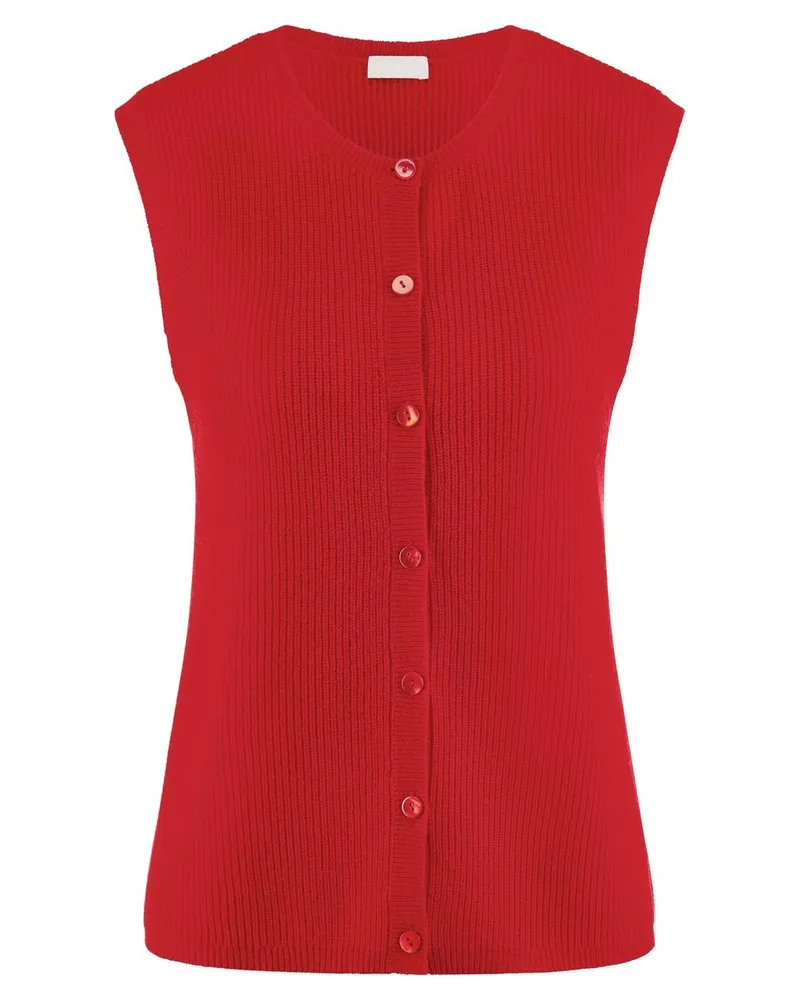 Peter Hahn Strickweste Rundhals-­Ausschnitt  rot Rot
