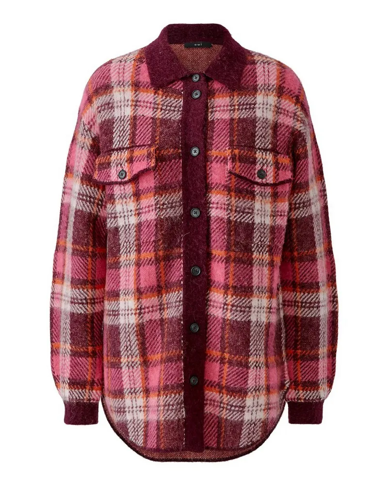 Oui  Long-Strickjacke  rot Rot