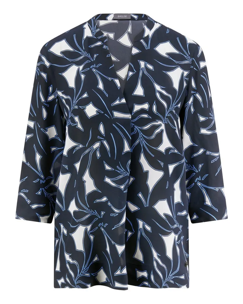 Basler Bluse Rundhals-Ausschnitt  blau Blau