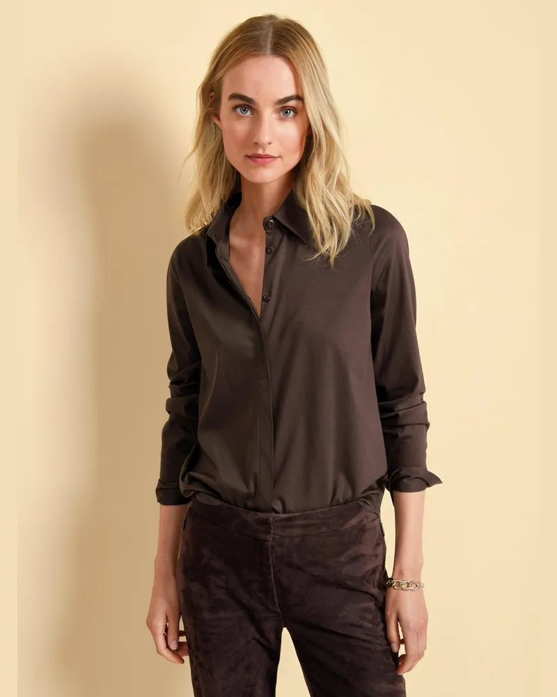 FADENMEISTER BERLIN Jersey-Bluse  braun Braun