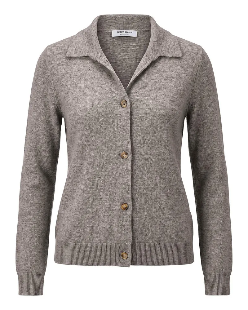 Peter Hahn Strickjacke Polo-­Kragen aus Kaschmir  beige Beige
