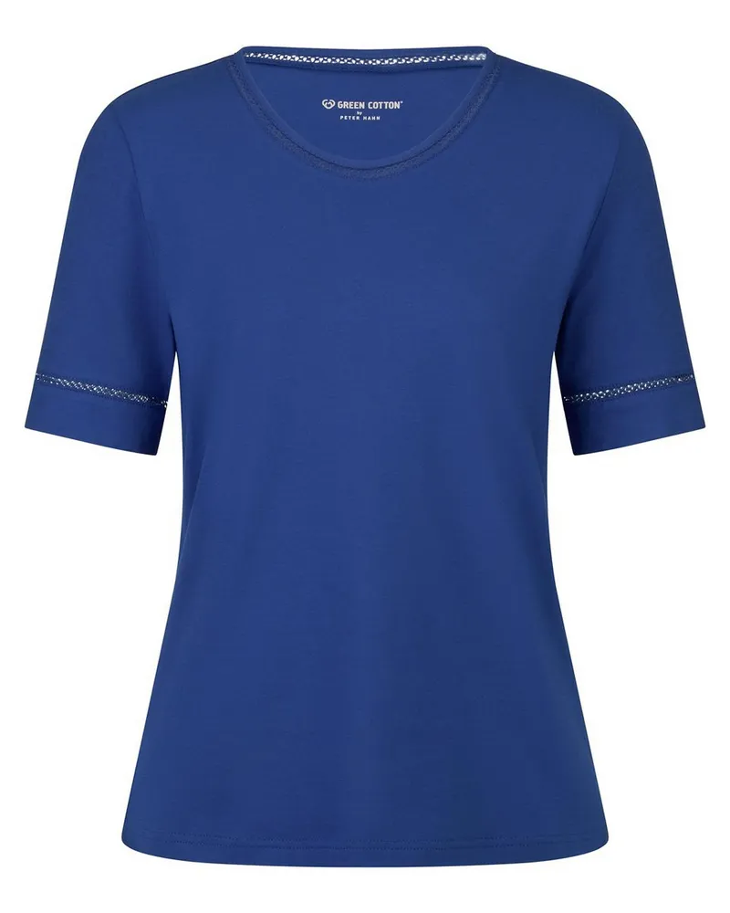 Green Cotton Rundhals-Shirt Frida  blau Blau