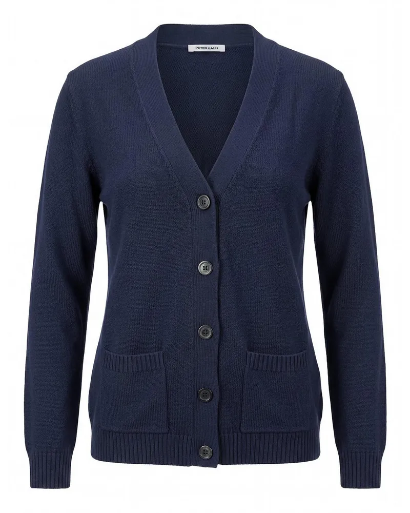 Peter Hahn Strickjacke V-Ausschnitt  blau Blau