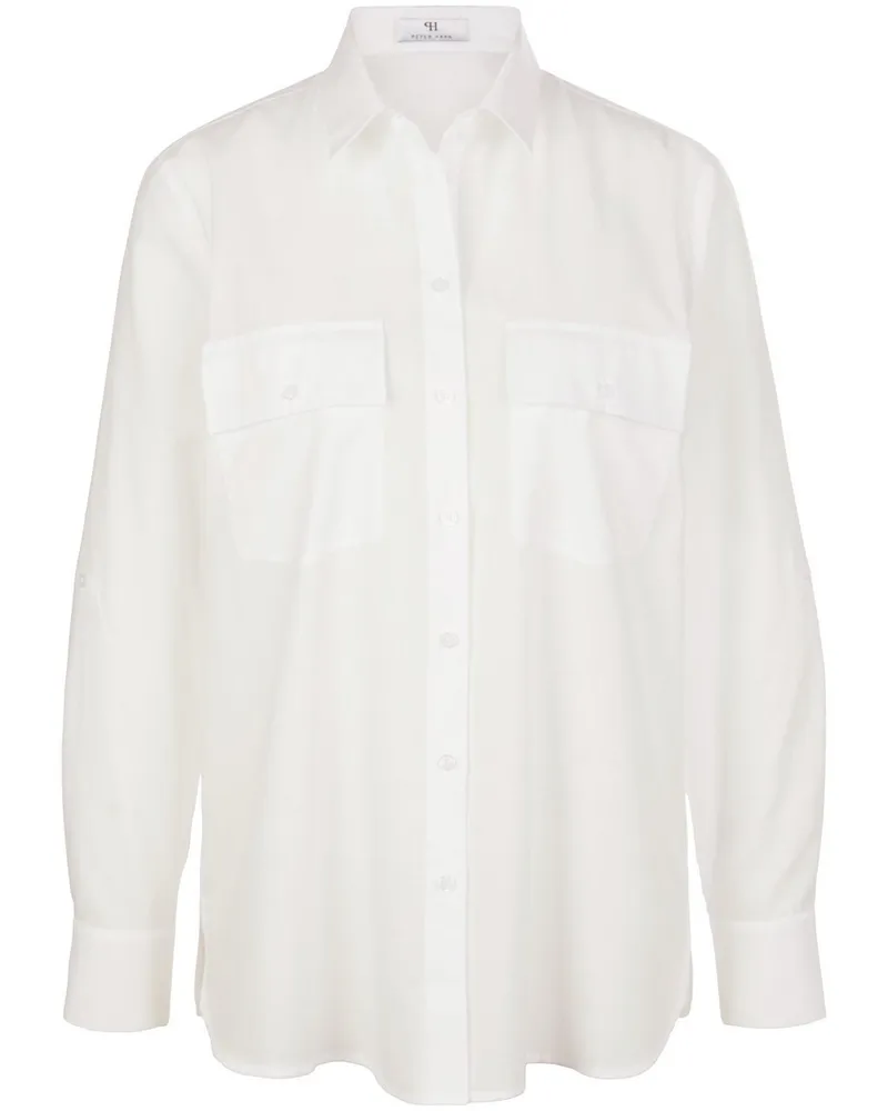 Peter Hahn Bluse Hemdkragen  weiss Weiss