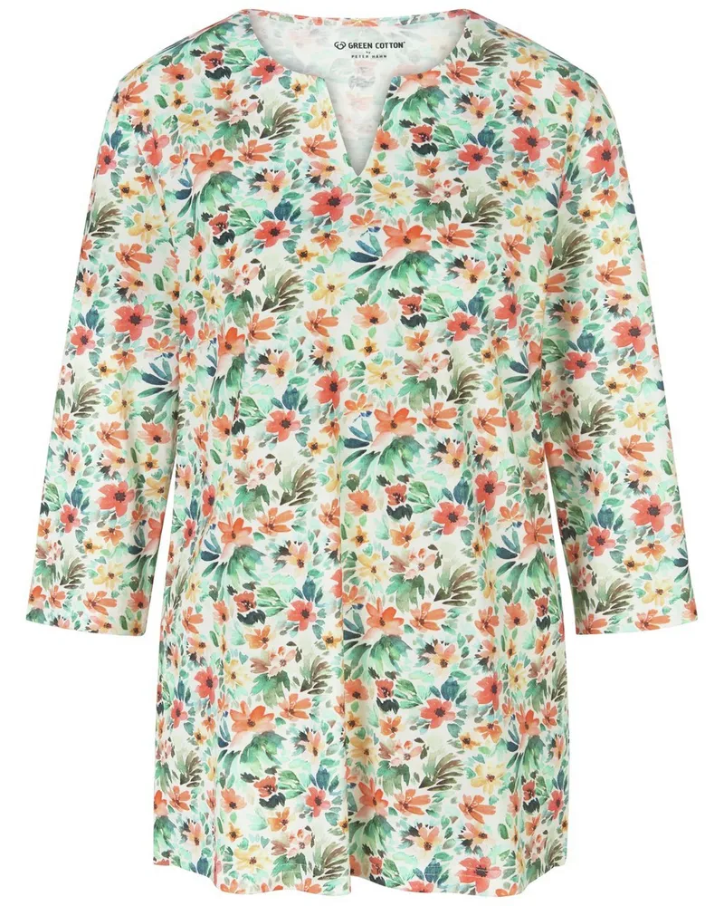 Green Cotton Splitneck-Shirt Erika  mehrfarbig Mehrfarbig