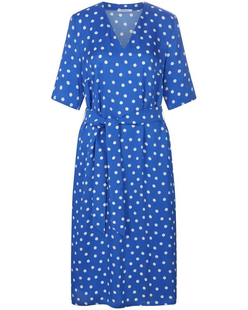 Peter Hahn Kleid V-Ausschnitt  blau Blau