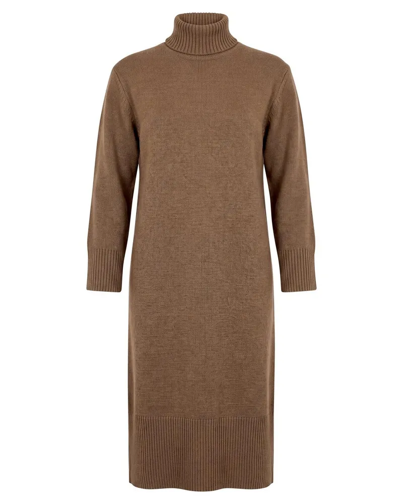 Peter Hahn Strickkleid Stehkragen  braun Braun