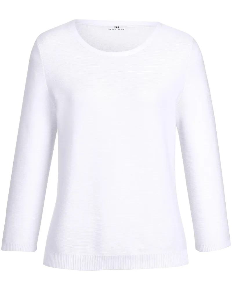 Peter Hahn Rundhals-Pullover 3/4-Arm aus 100% SUPIMA®-Bau  weiss Weiss