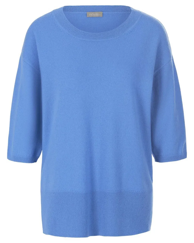 Include Rundhals-Pullover aus Kaschmir und Seide  blau Blau