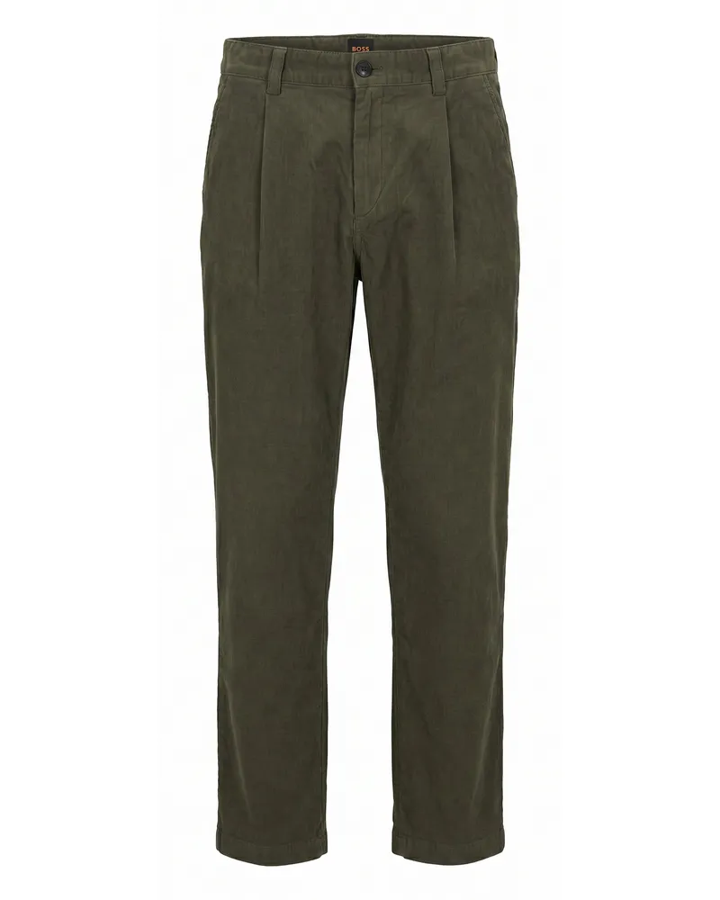 HUGO BOSS Feincord-Hose Chino Pleated 3  grün Grün