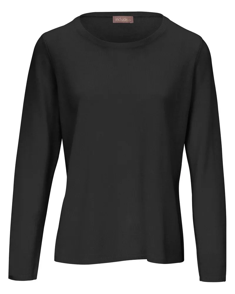 Include Rundhals-Pullover aus Schurwolle und Kaschmir  schwarz Schwarz
