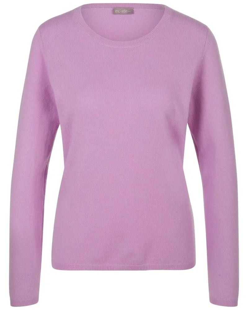 Include Rundhals-Pullover aus Schurwolle und Kaschmir  lila Lila