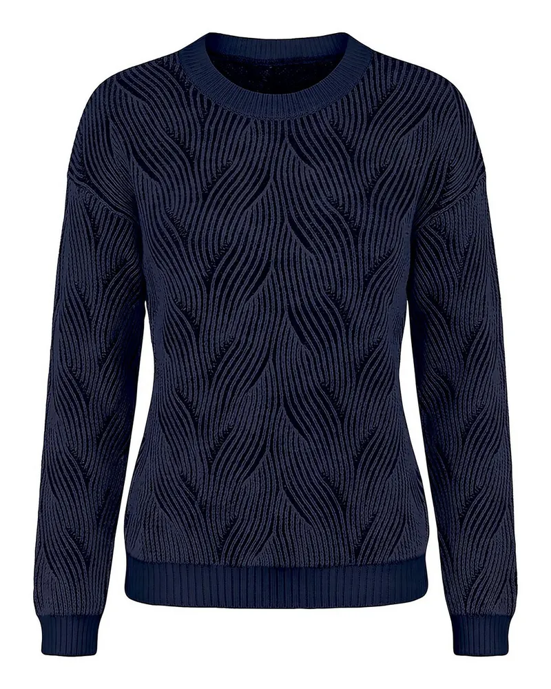 Peter Hahn Rundhals-Pullover  blau Blau