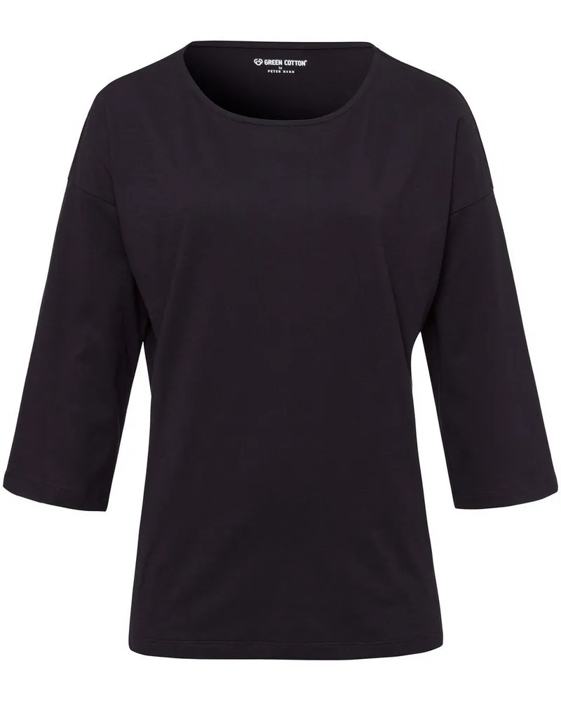 Green Cotton Rundhals-Shirt Gurli  schwarz Schwarz