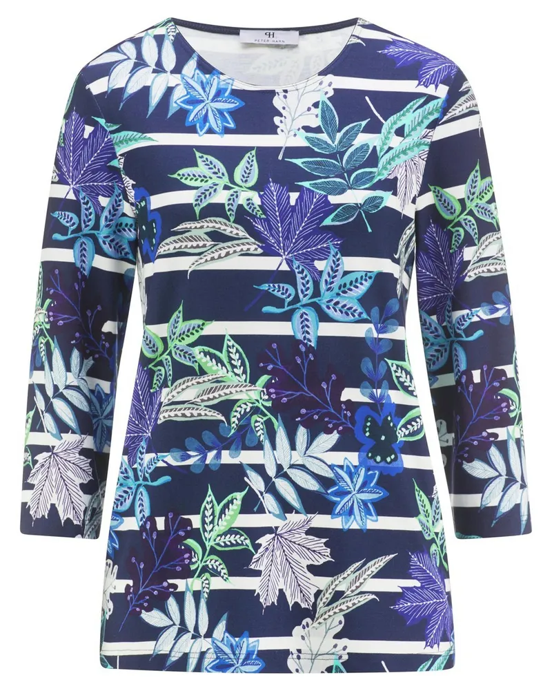 Peter Hahn Rundhals-Shirt 3/4-Arm  blau Blau