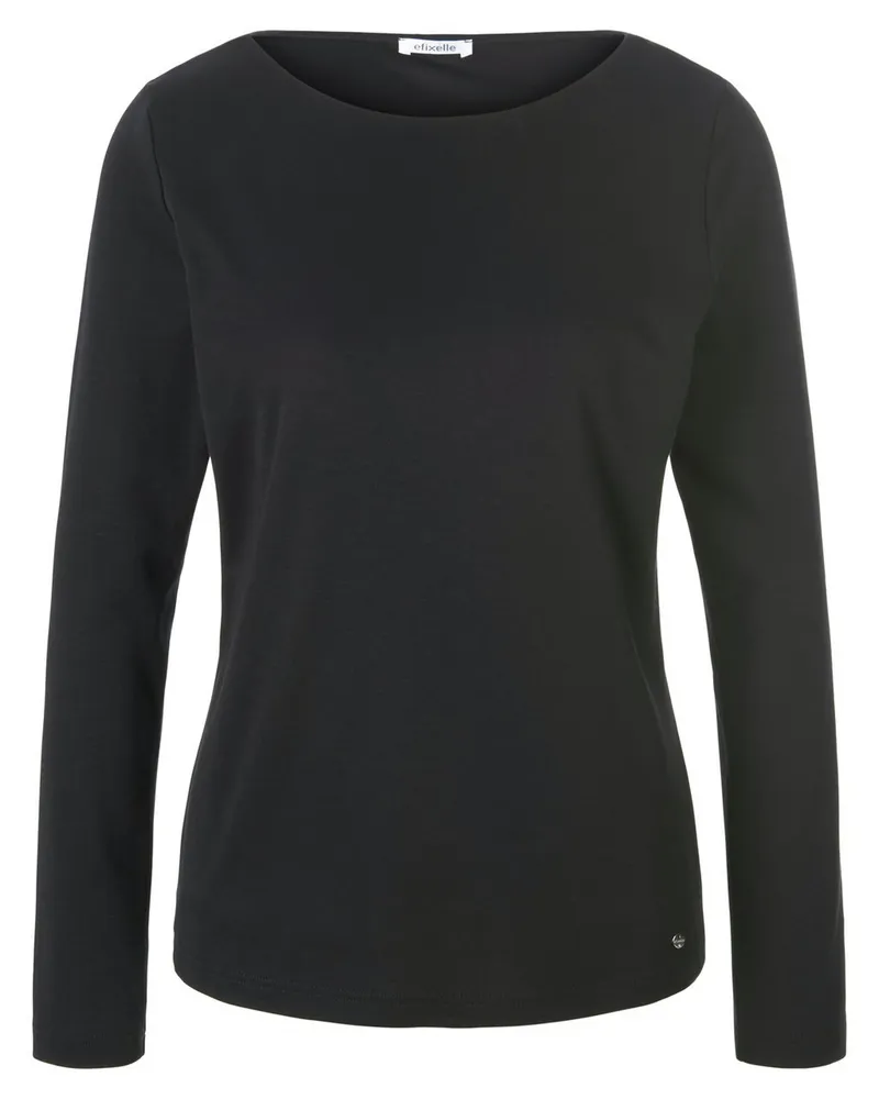 Efixelle Shirt U-Boot-Ausschnitt  schwarz Schwarz