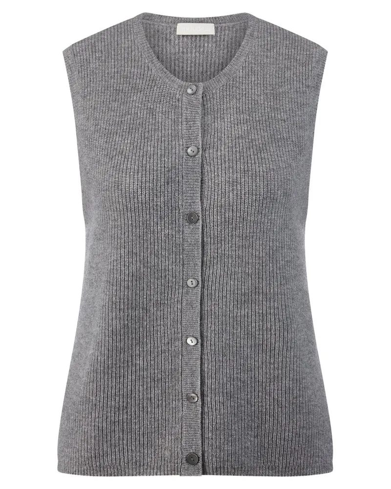 Peter Hahn Strickweste Rundhals-­Ausschnitt  grau Grau