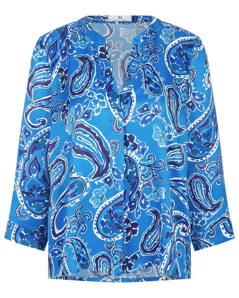 Peter Hahn Bluse Rundhals-Ausschnitt  blau Blau