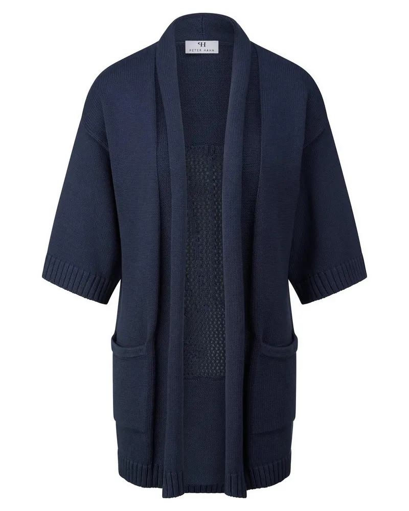 Peter Hahn Long-Strickjacke  blau Blau