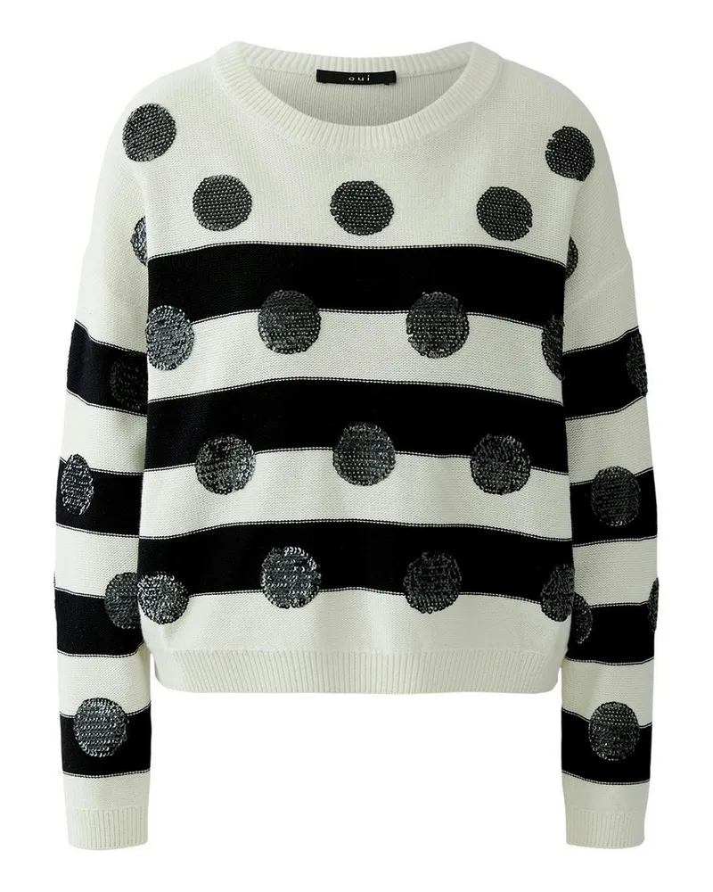 Oui  Rundhals-Pullover  weiss Weiss