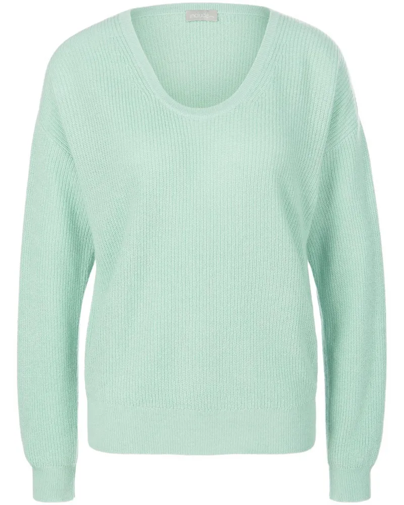 Include Rundhals-Pullover aus Seide und Kaschmir  grün Grün