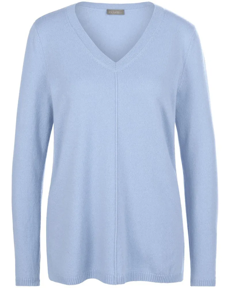 Include V-Pullover aus 100% Premium-Kaschmir  blau Blau