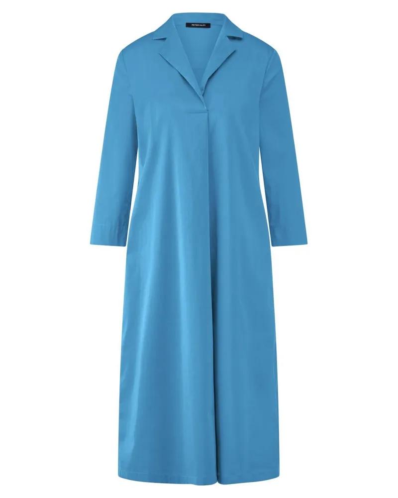 Peter Hahn Kleid kleinem Reverskragen  blau Blau