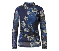 Mesh-Shirt Stehkragen  blau